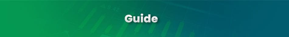 Guide section with a financial chart background.